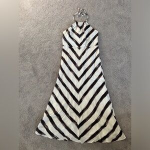 Ann Taylor Black and White Halter Stripe Maxi Dress